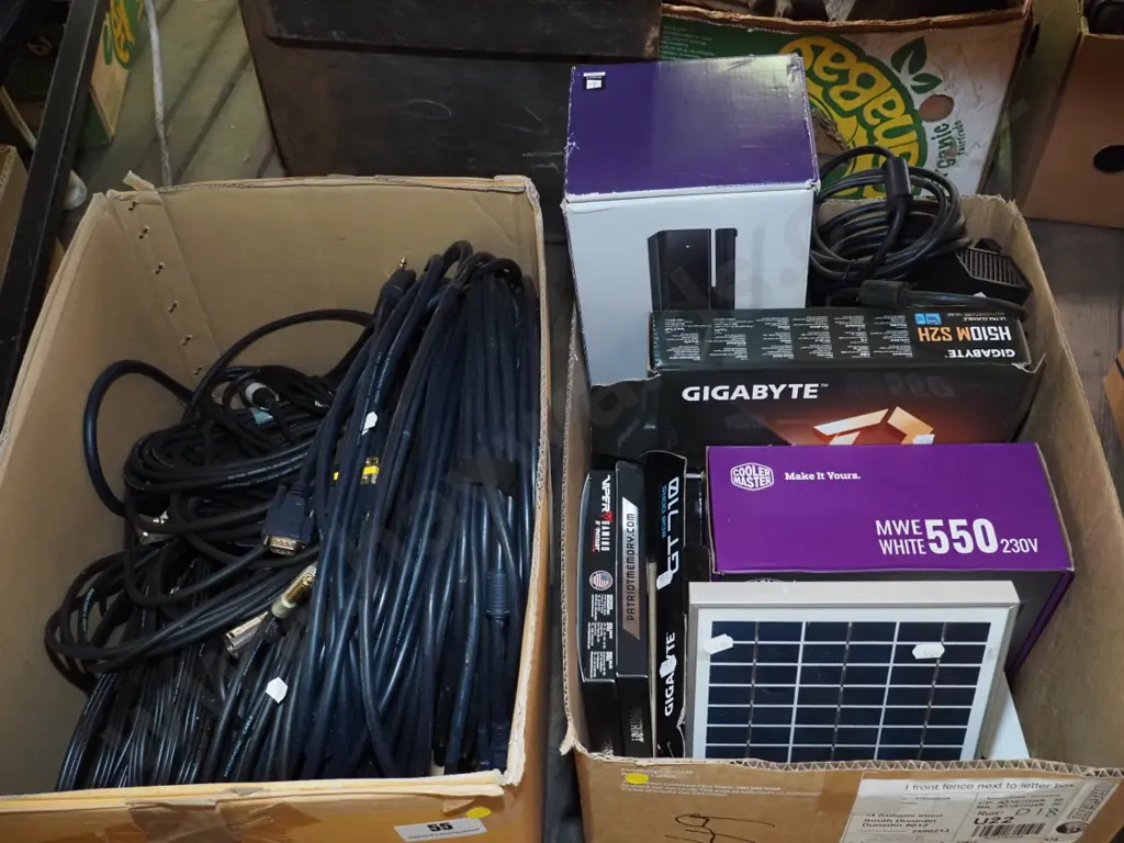 2 boxes; solar panel, Kinect box, audio and computer cabling - yellow dots Image 1++