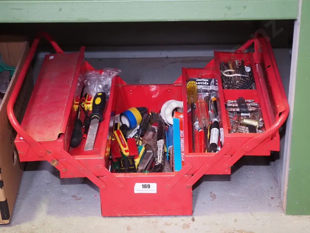 concertina tool box; drill driver, wire strippers etc Image 1++