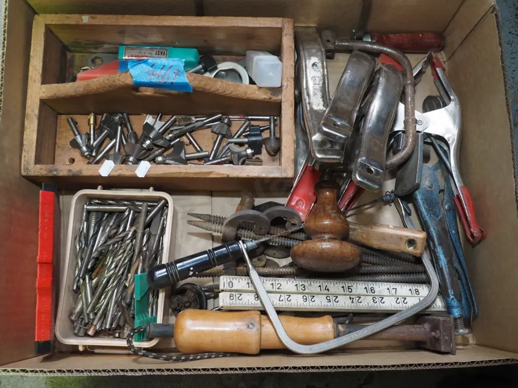box; drill bits, clamps etc Image 1++