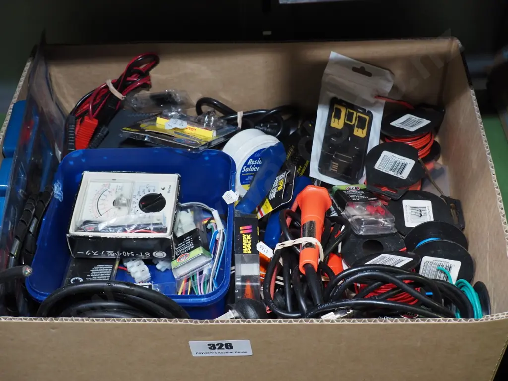 box; soldering iron, auto cables, testers etc Image 1++