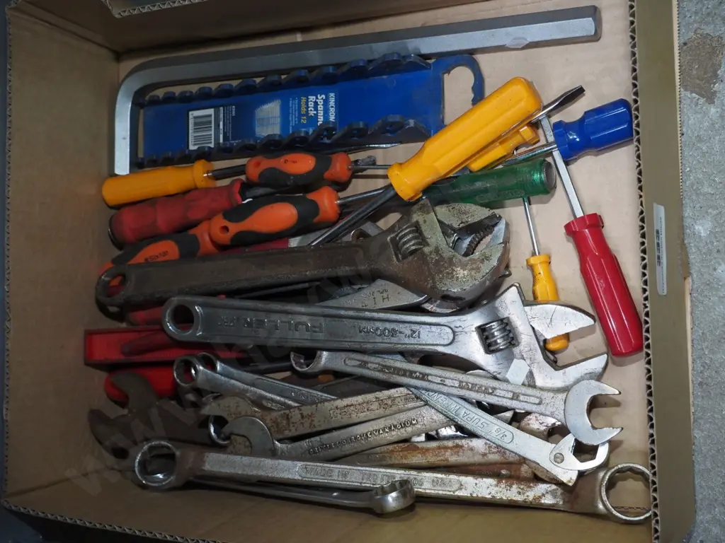 box; spanners, crescents, screwdrivers etc Image 1++