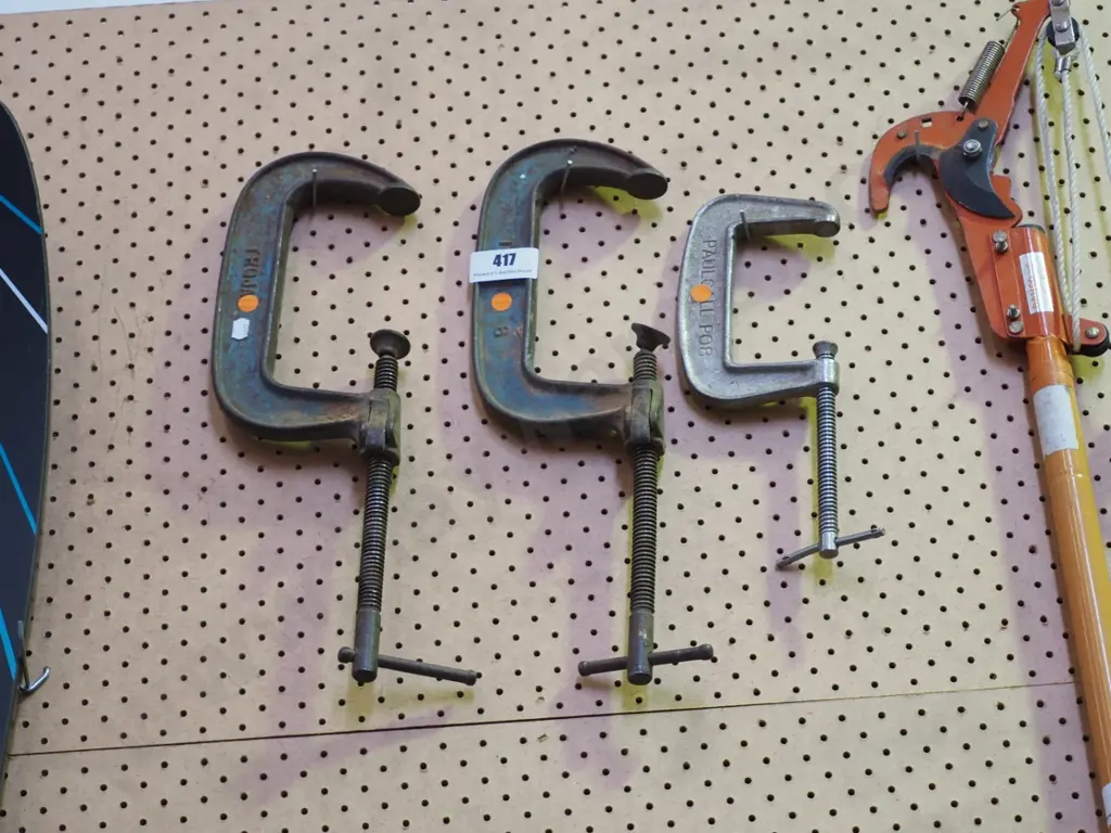 3 G clamps - orange dots Image 1++