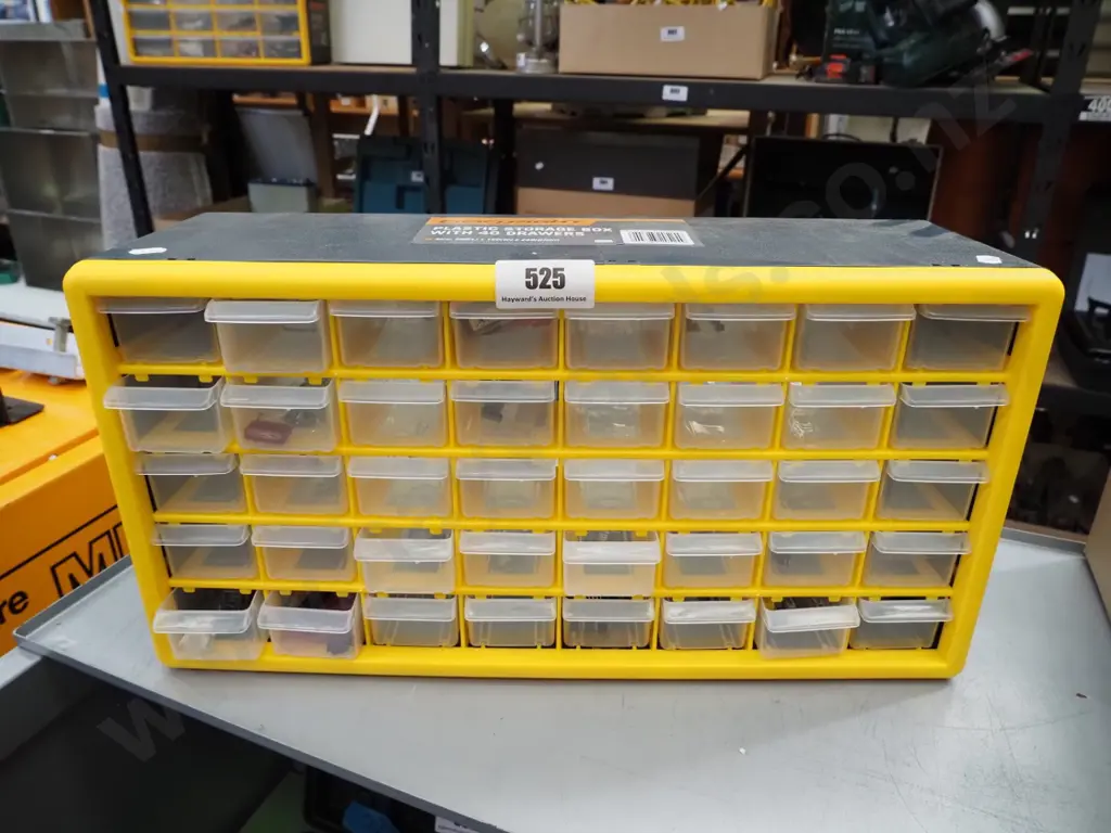 plastic storage box with 40 drawers with some electrical allsorts H-230 Image 1++