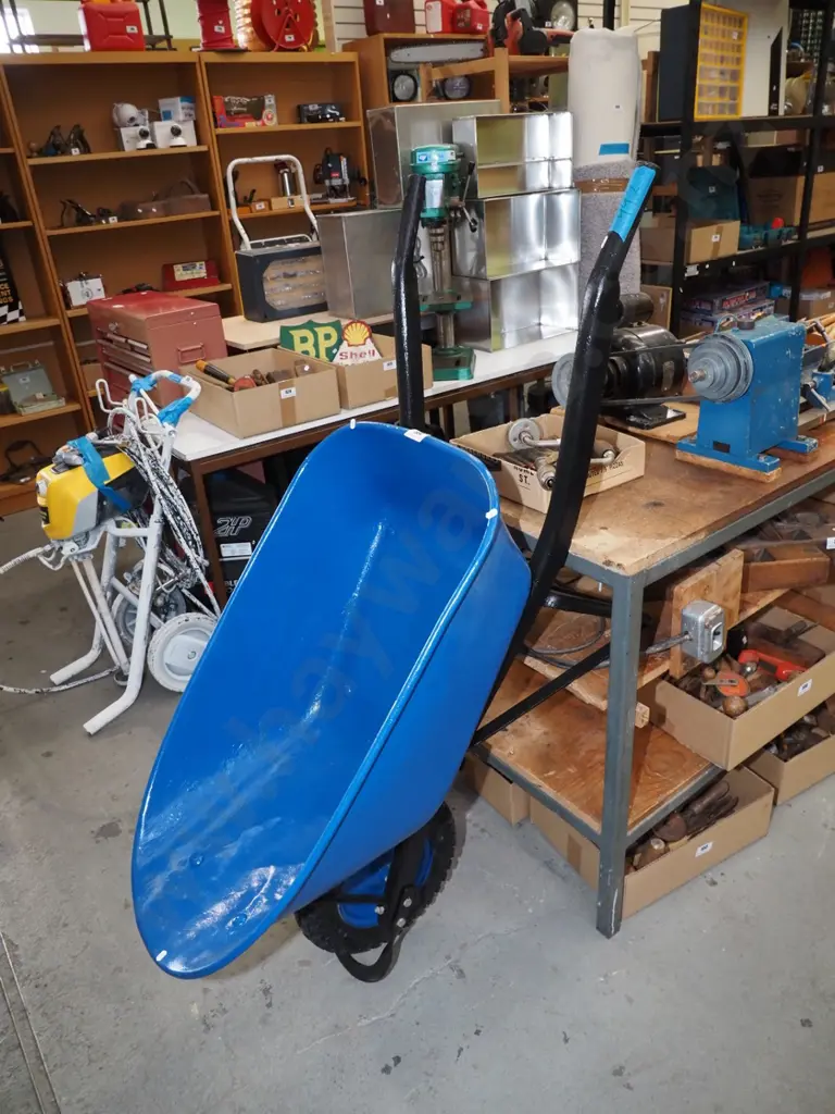 blue painted wheelbarrow Image 1++