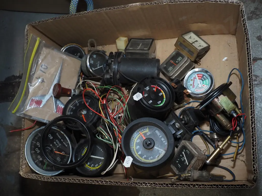 box of automotive gauges Image 1++