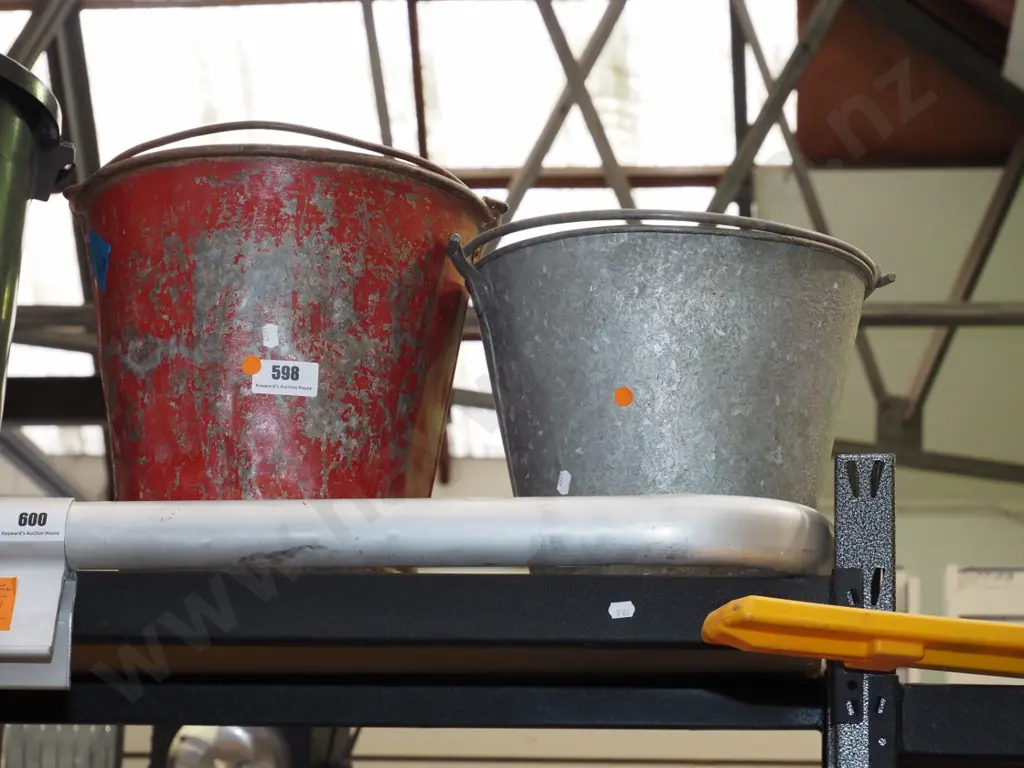 2 galvanised pails -orange dots Image 1++