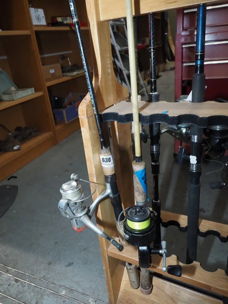 2 fishing rods and reels - orange dots Image 1++