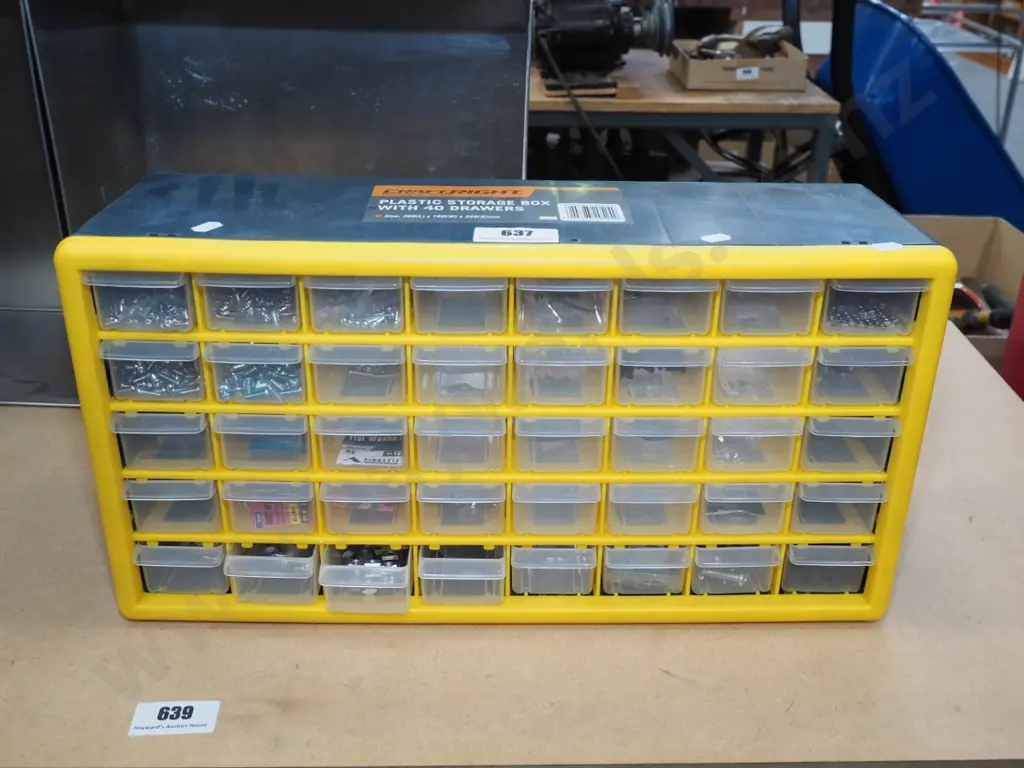 small plastic 40 drawer storage chest with electronic items H-280 Image 1++