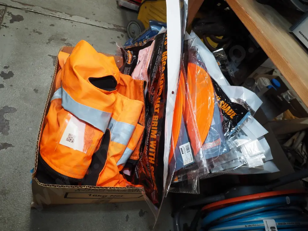 box; hi-vis jackets, hard hat rim shades Image 1++