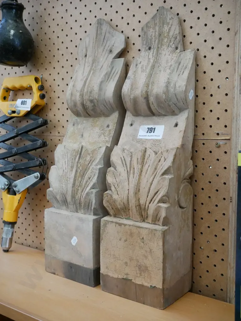 2 carved wooden architectural features Image 1++