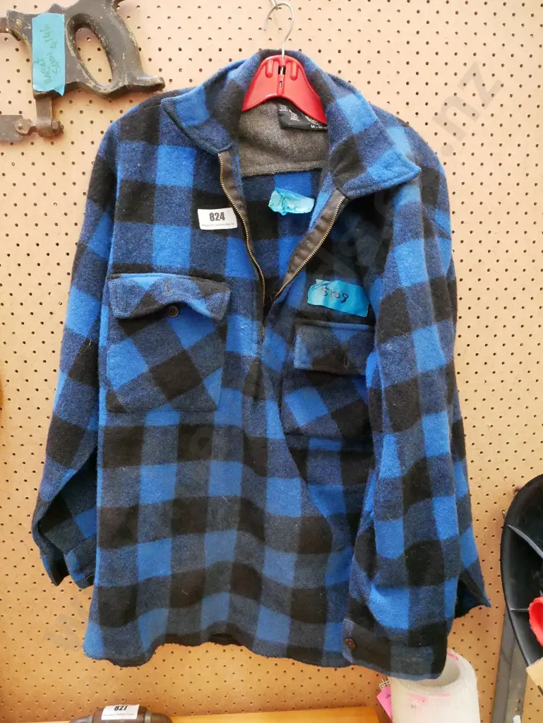 size M blue checked bush shirt Image 1++