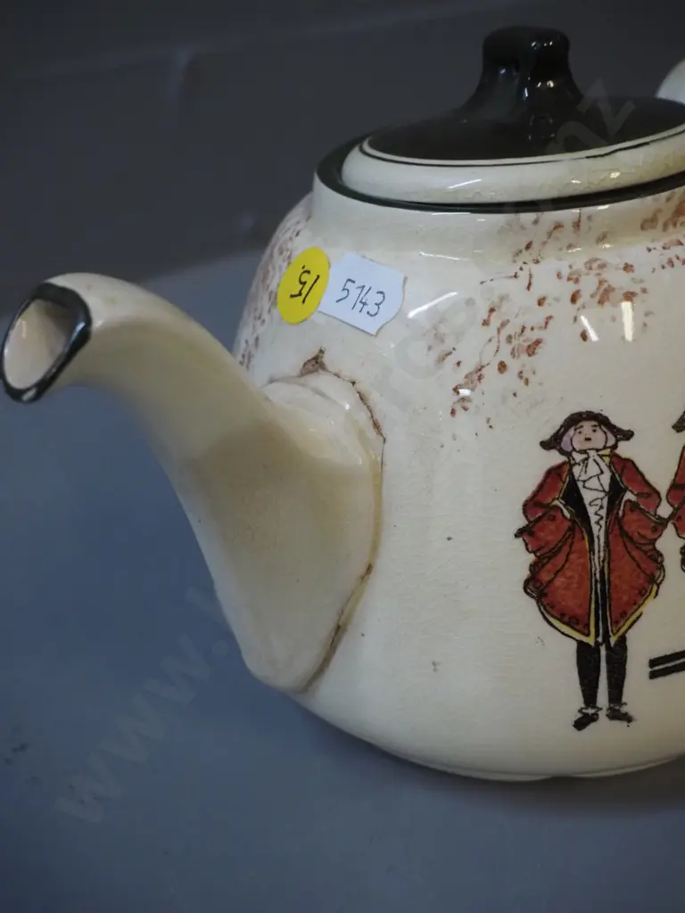 two vintage Royal Doulton teapots - one with chipped lid & repair around spout, other with repair to lid H-130 L-210 Image 1++