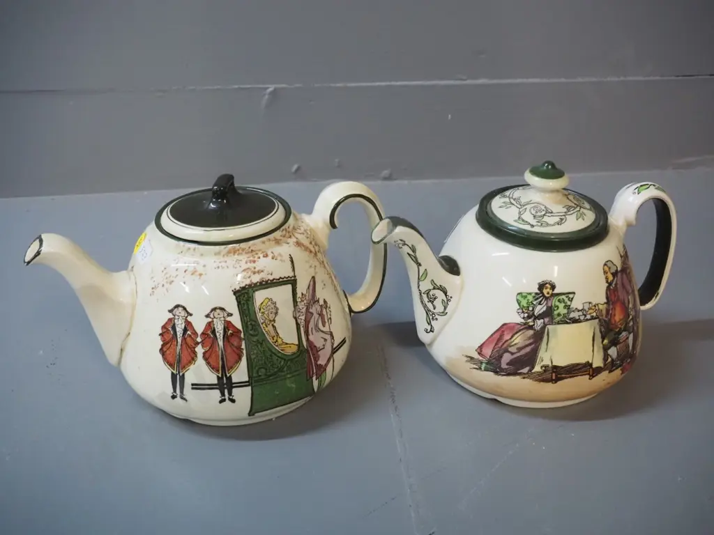 two vintage Royal Doulton teapots - one with chipped lid & repair around spout, other with repair to lid H-130 L-210 Image 1++