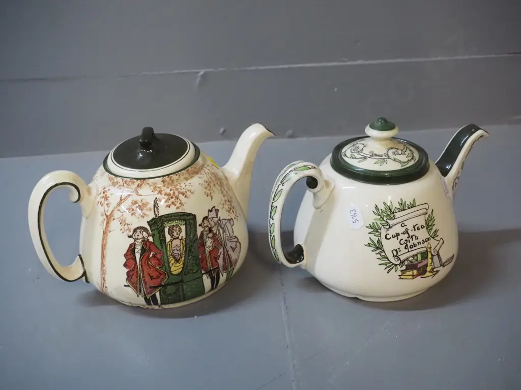 two vintage Royal Doulton teapots - one with chipped lid & repair around spout, other with repair to lid H-130 L-210 Image 1++