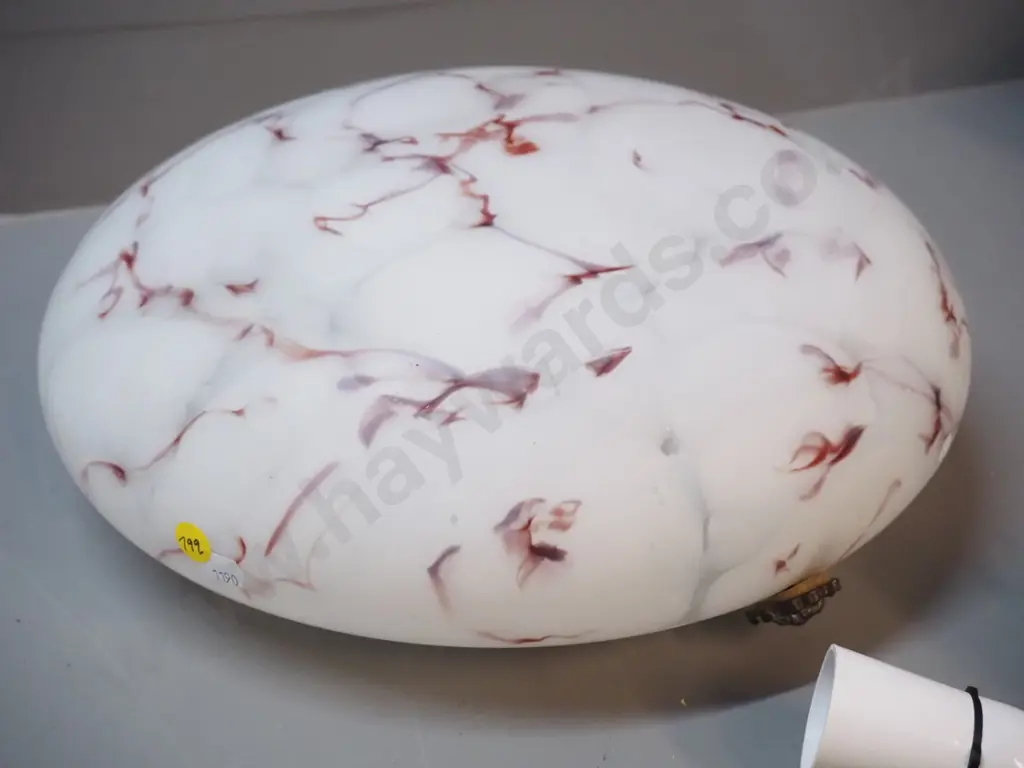 deco glass ceiling light fitting w/hand painted decoration, hanging chains H-130 D-360 Image 1++