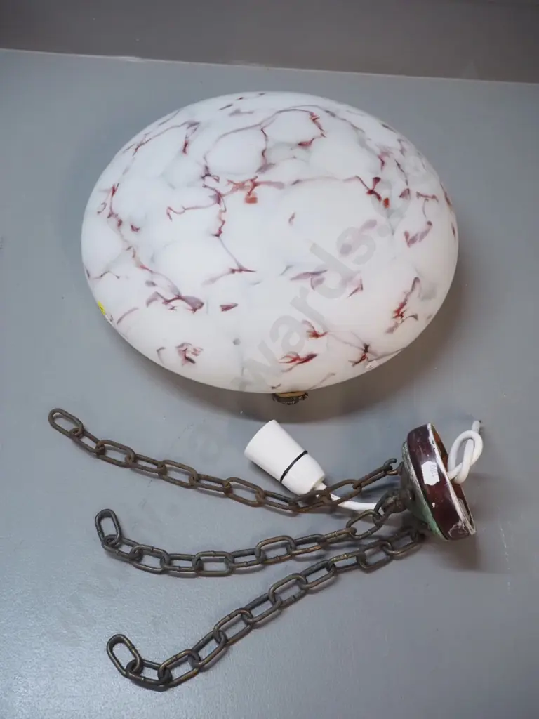 deco glass ceiling light fitting w/hand painted decoration, hanging chains H-130 D-360 Image 1++