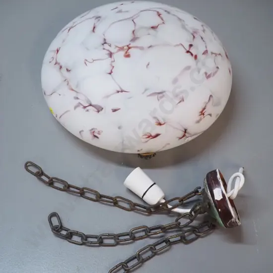 deco glass ceiling light fitting w/hand painted decoration, hanging chains H-130 D-360