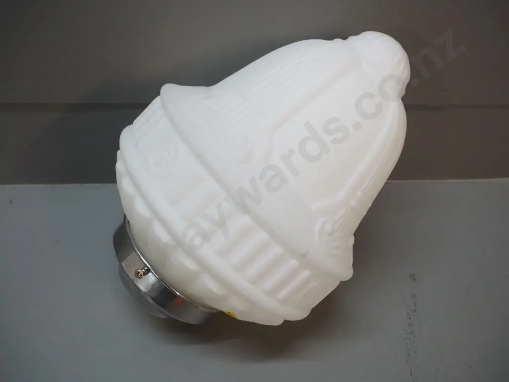 deco moulded milk glass ceiling light fitting with chrome journal - light pitting to chrome H280 D200 Image 1++