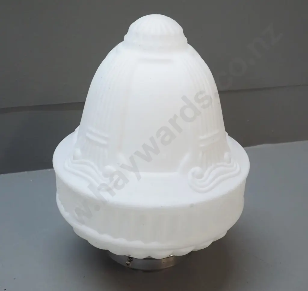 deco moulded milk glass ceiling light fitting with chrome journal - light pitting to chrome H280 D200 Image 1++