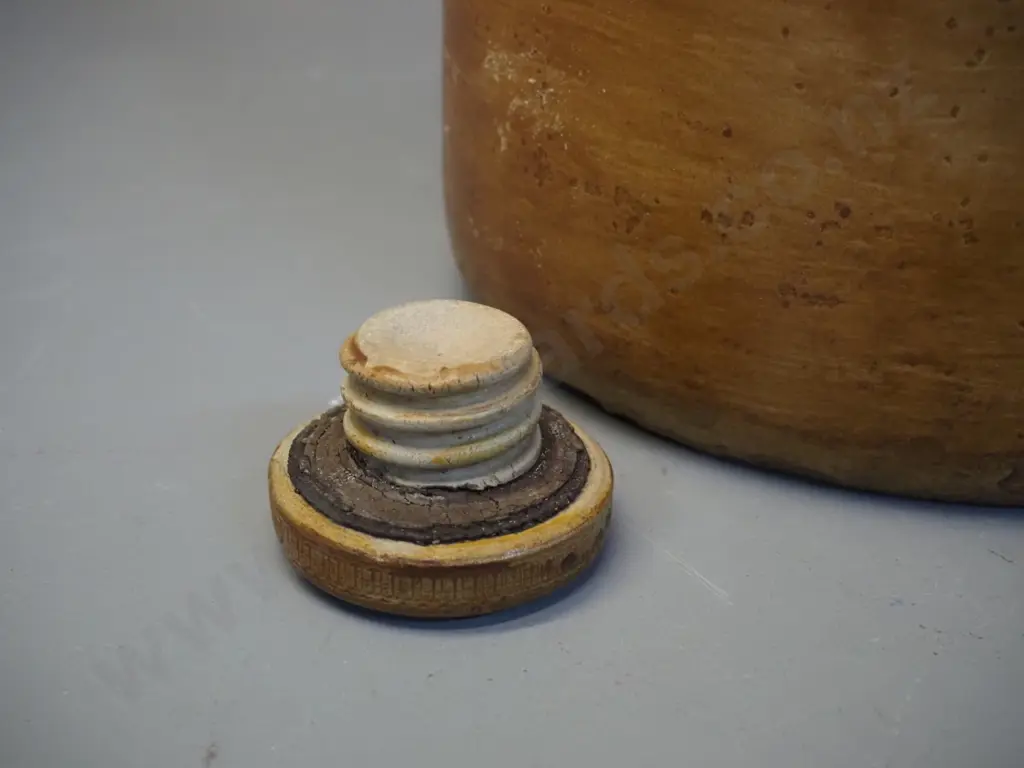 large stoneware handled crock - marked Kempthorne Prosser Dunedin - Poisonous H-500 D-290 Image 1++