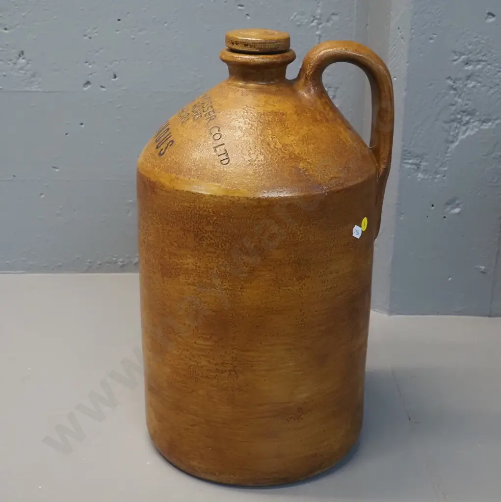 large stoneware handled crock - marked Kempthorne Prosser Dunedin - Poisonous H-500 D-290 Image 1++