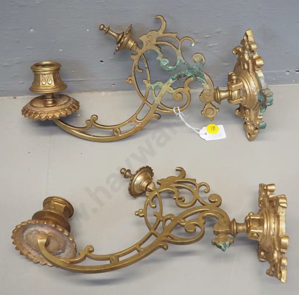 pair of brass piano candle sconces - some oxidation / discolouring - each L-260 Image 1++