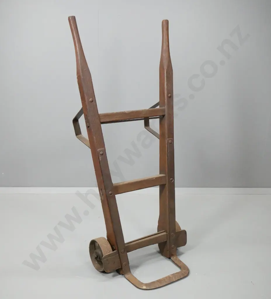 vintage timber and cast iron sack barrow H-1170 W-520 at handles Image 1++