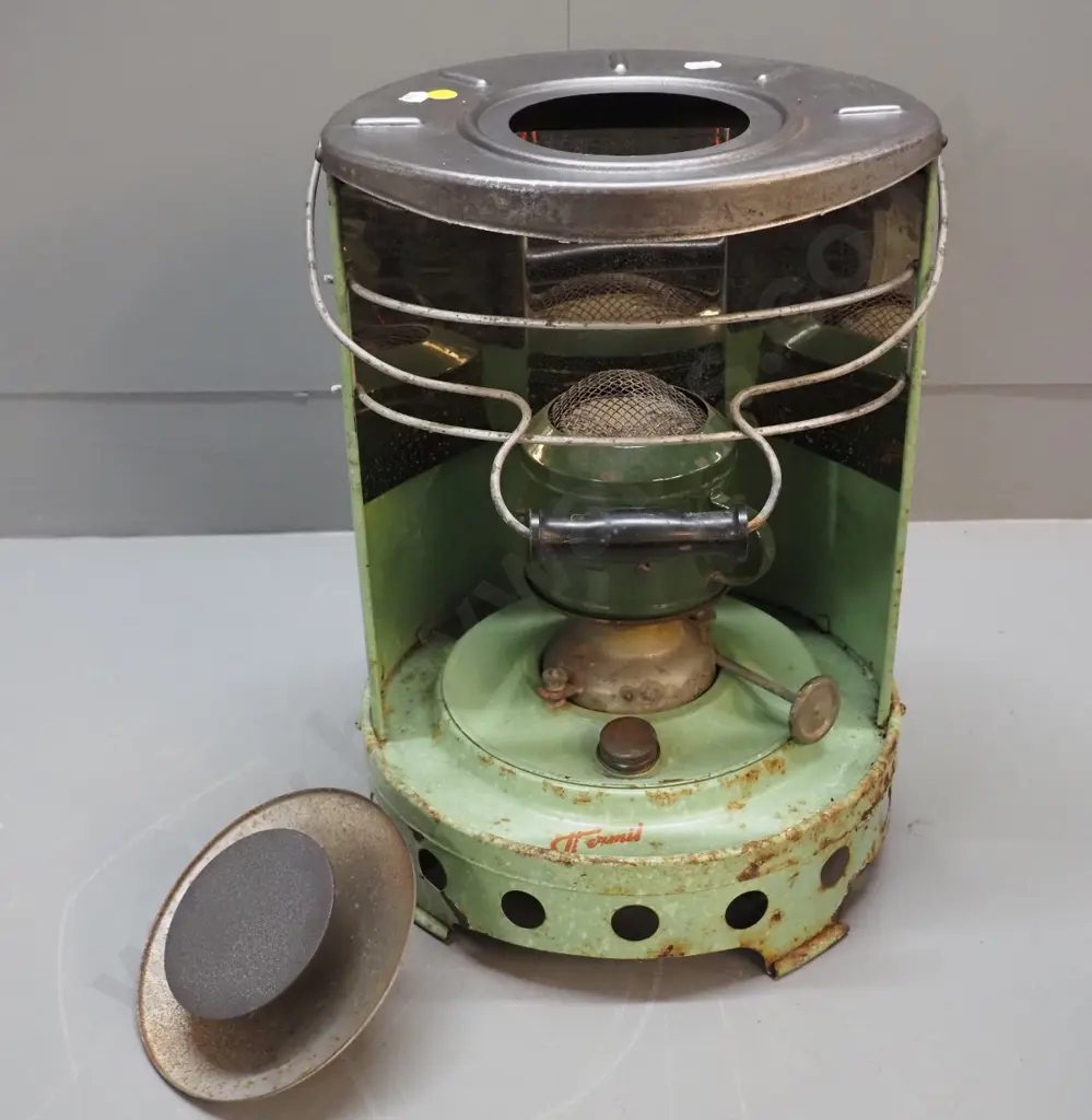 vintage Thermil spirit heater with chrome reflector, glass shade - some corrosion H-370 D_280 Image 1++