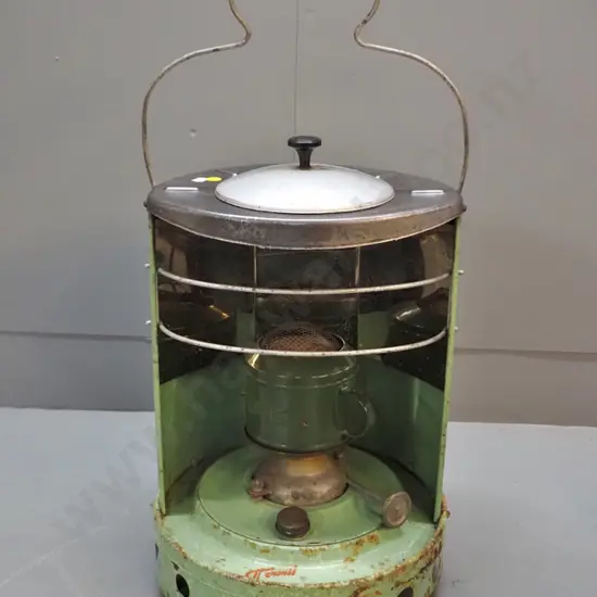vintage Thermil spirit heater with chrome reflector, glass shade - some corrosion H-370 D_280