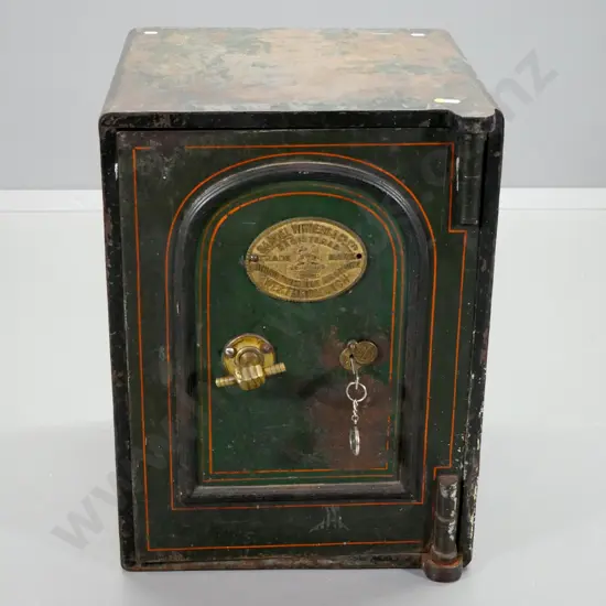 vintage safe - Samuel Withers & Co. West Bromwich - with brass handle, plaque, etc - H615 W460 D470
