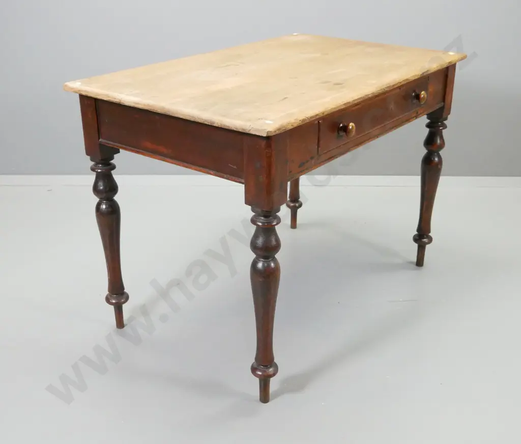 antique cedar writing desk with one drawer, polish removed from top, joint split on top H750 W1070 D650 Image 1++
