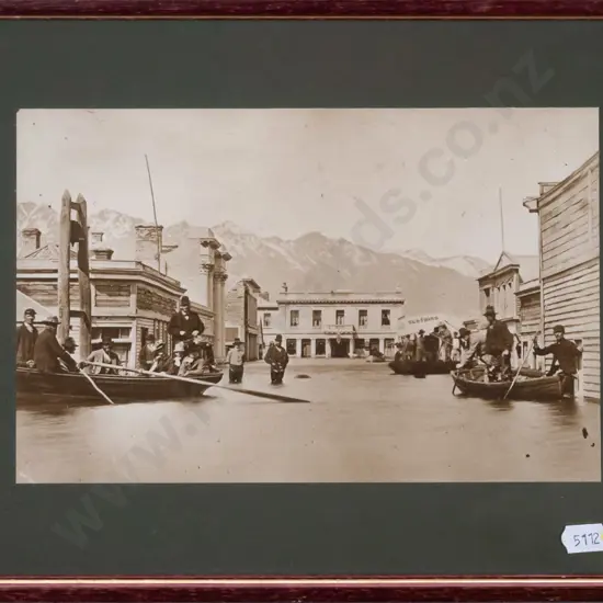 framed reproduction photographic print "Flood Queenstown 1878" H-153 W-225