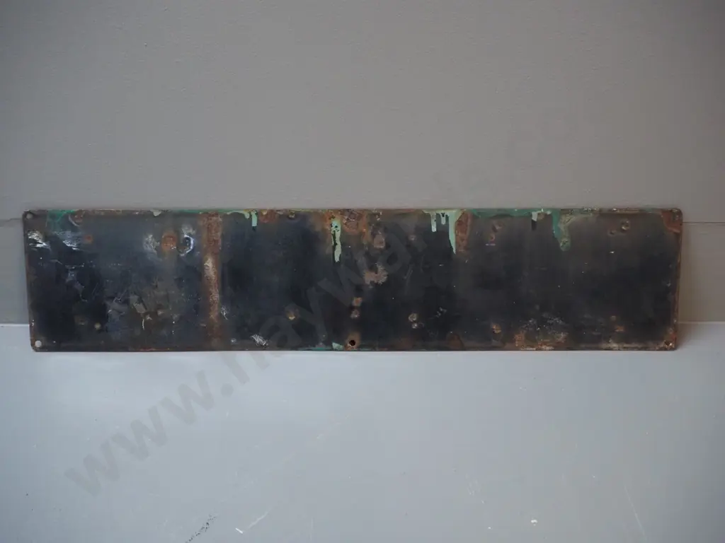 vintage enamel metal sign - "S. Swaney" - some wear to enamel & surface corrosion H-120 W-560 Image 1++