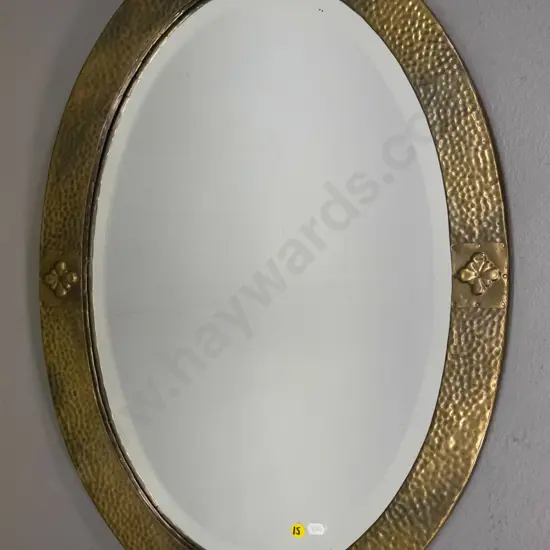 oval beaten brass framed wall mirror H-700 W-500