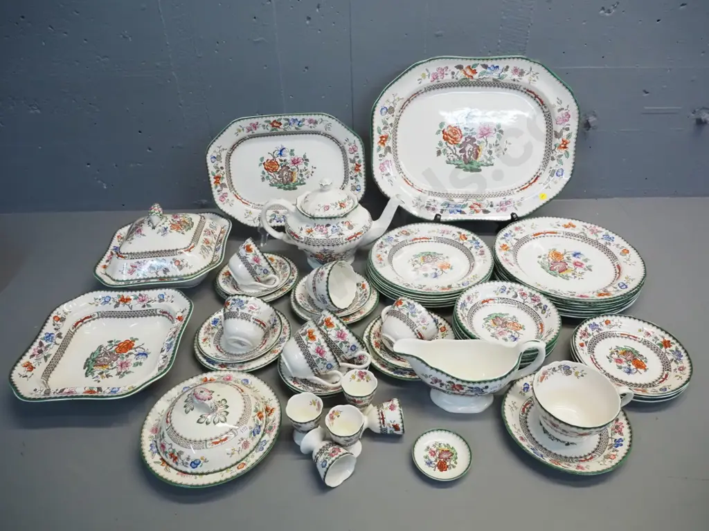 large assortment of Spode 'Chinese Rose' dinner and tea ware including ashetts, teapot, veg. dishes, cups & saucers etc. Image 1++