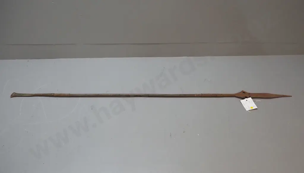 ethnic weapon; Democratic Republic of Congo metal and wood kuba currency spear L-1540 Image 1++