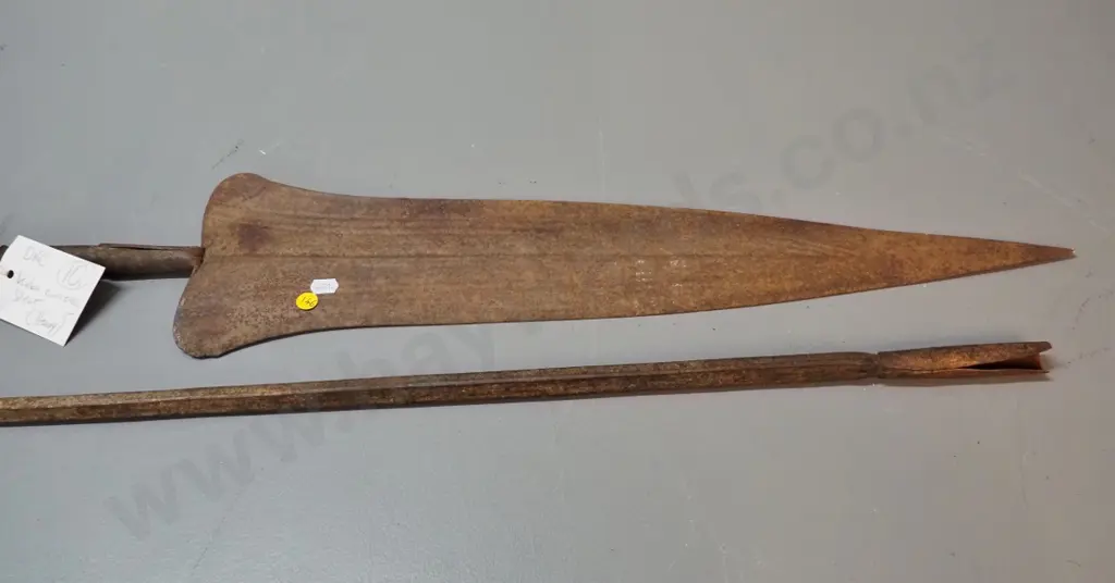 ethnic weapon; Democratic Republic of Congo kuba metal currency spear L-2270 Image 1++