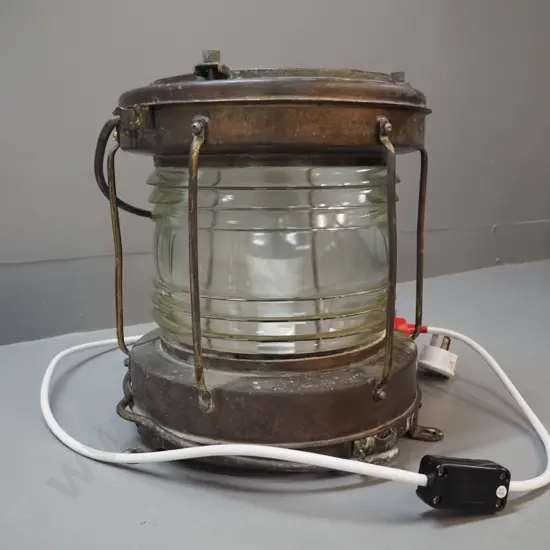 emergency 'anchor light' turned into table lamp - works but wiring looks a little dodgy.  Nippon Sento. H320 D300