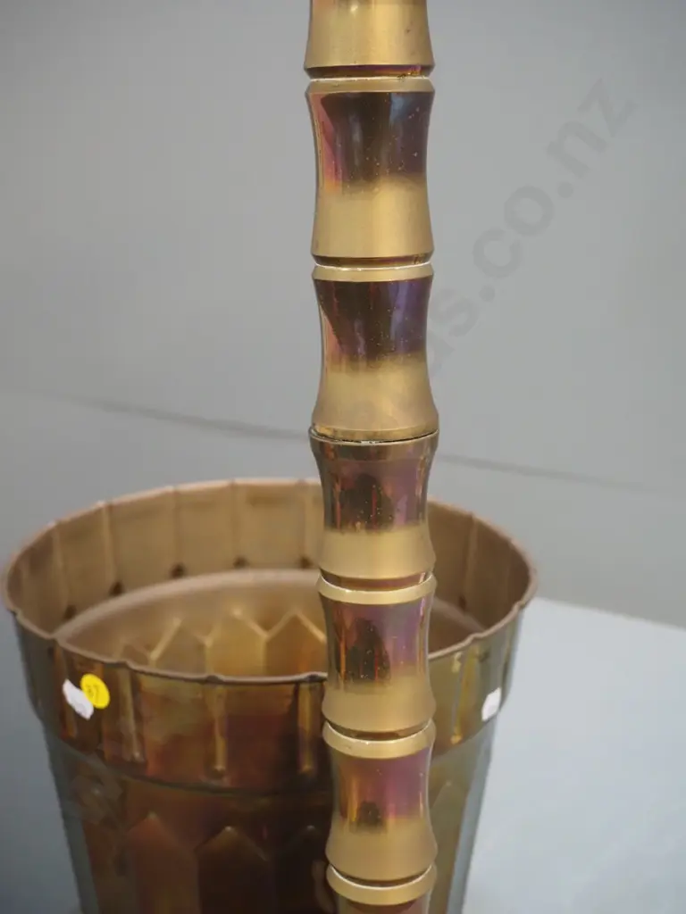 brass jardiniere with copper finish on brass jardiniere stand - combined height 750, D-240 Image 1++