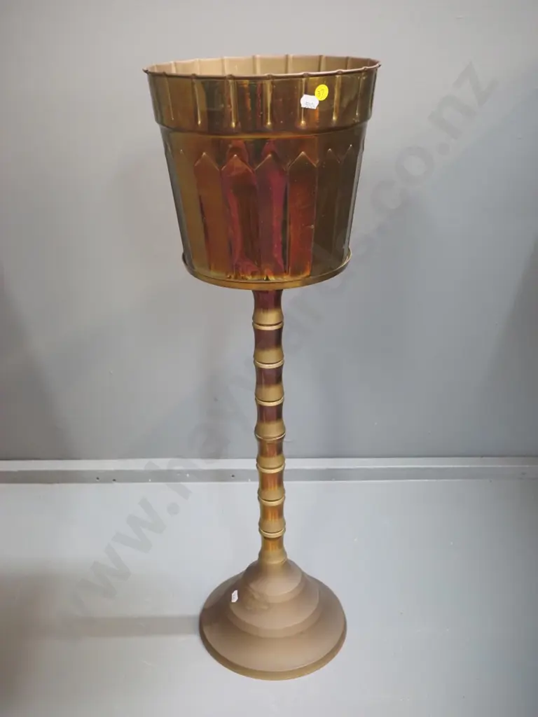 brass jardiniere with copper finish on brass jardiniere stand - combined height 750, D-240 Image 1++