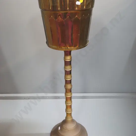 brass jardiniere with copper finish on brass jardiniere stand - combined height 750, D-240