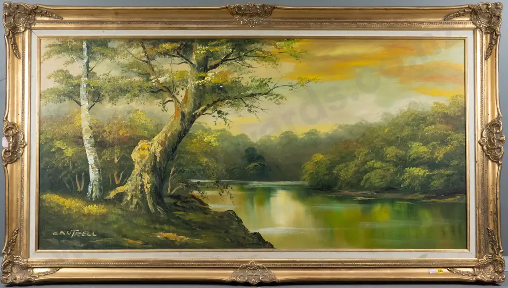 Cantrell - framed oil - river scene H-600 W-1180 Image 1++