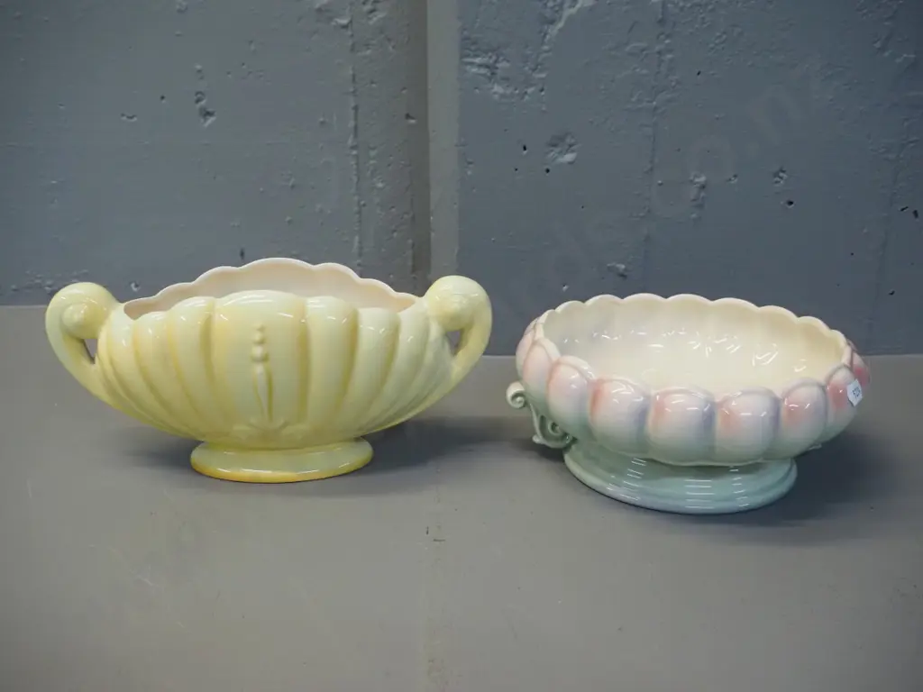 2 lustre vases - one marked Titian on base H-130 other is  D-200 - may be Titian but only marked SB-202 Image 1++