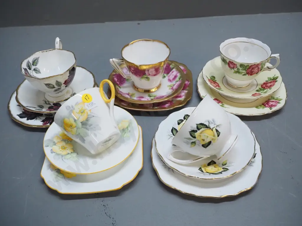 5 china trios - 2 Royal Albert, 2 Colclough, and 1 Shelley Image 1++