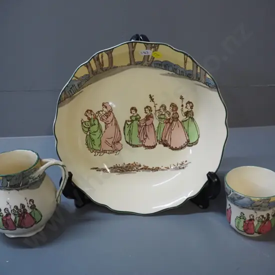 3 pieces of vintage Royal Doulton "Springtime" pattern - bowl D-240, jug and mug
