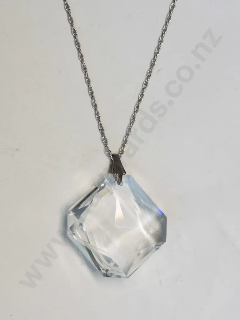 crystal necklace on silver chain stamped stg Image 1++