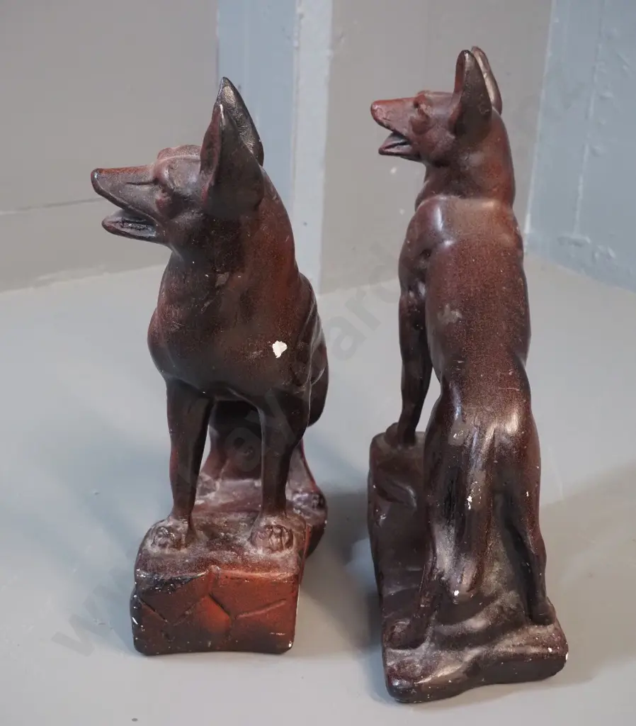2 plaster dog figures - some chips to finish, damage & repairs to base of one H-340 L-200 Image 1++