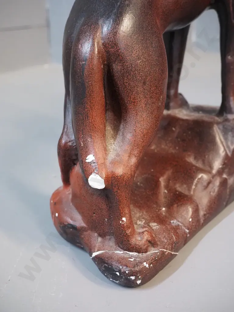 2 plaster dog figures - some chips to finish, damage & repairs to base of one H-340 L-200 Image 1++
