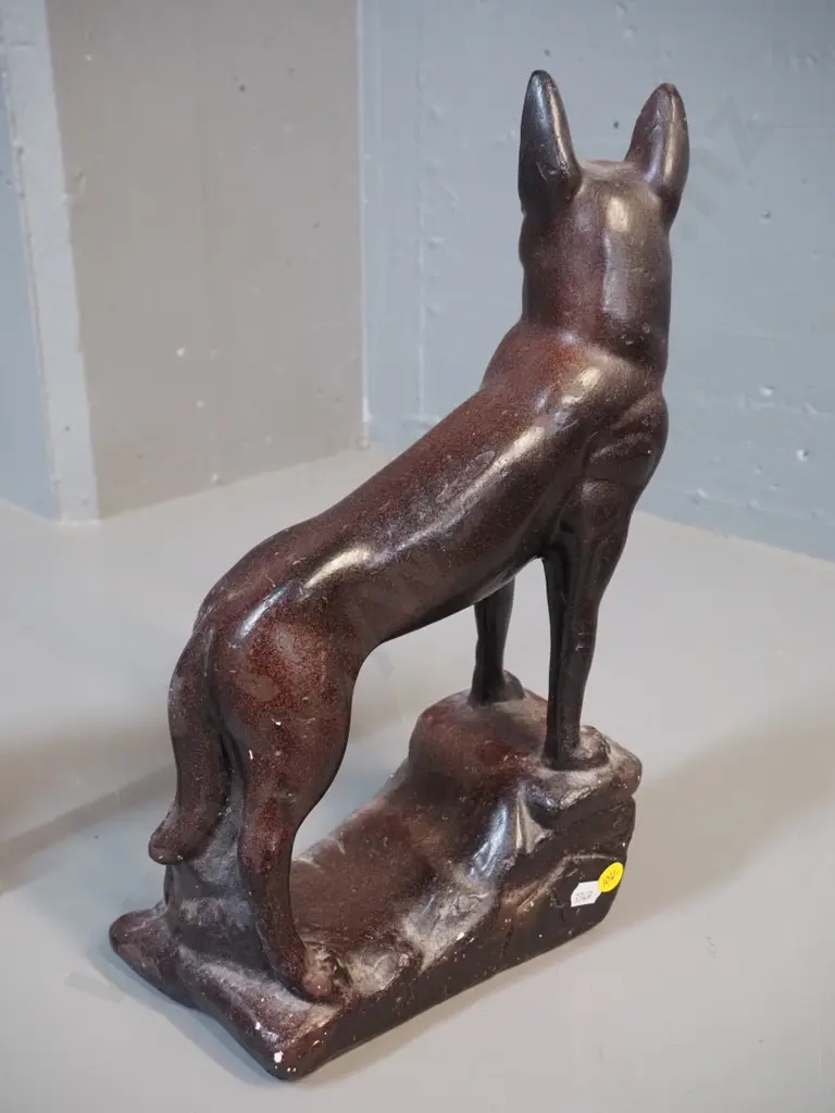 2 plaster dog figures - some chips to finish, damage & repairs to base of one H-340 L-200 Image 1++