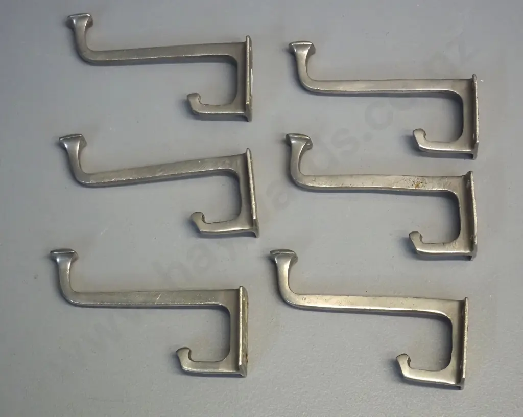 set of 6 matching deco style cast metal coat hooks H-90 L-120 Image 1++